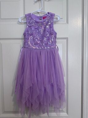 Zunie Girl Lilac Sequin Floral Dress Size XS